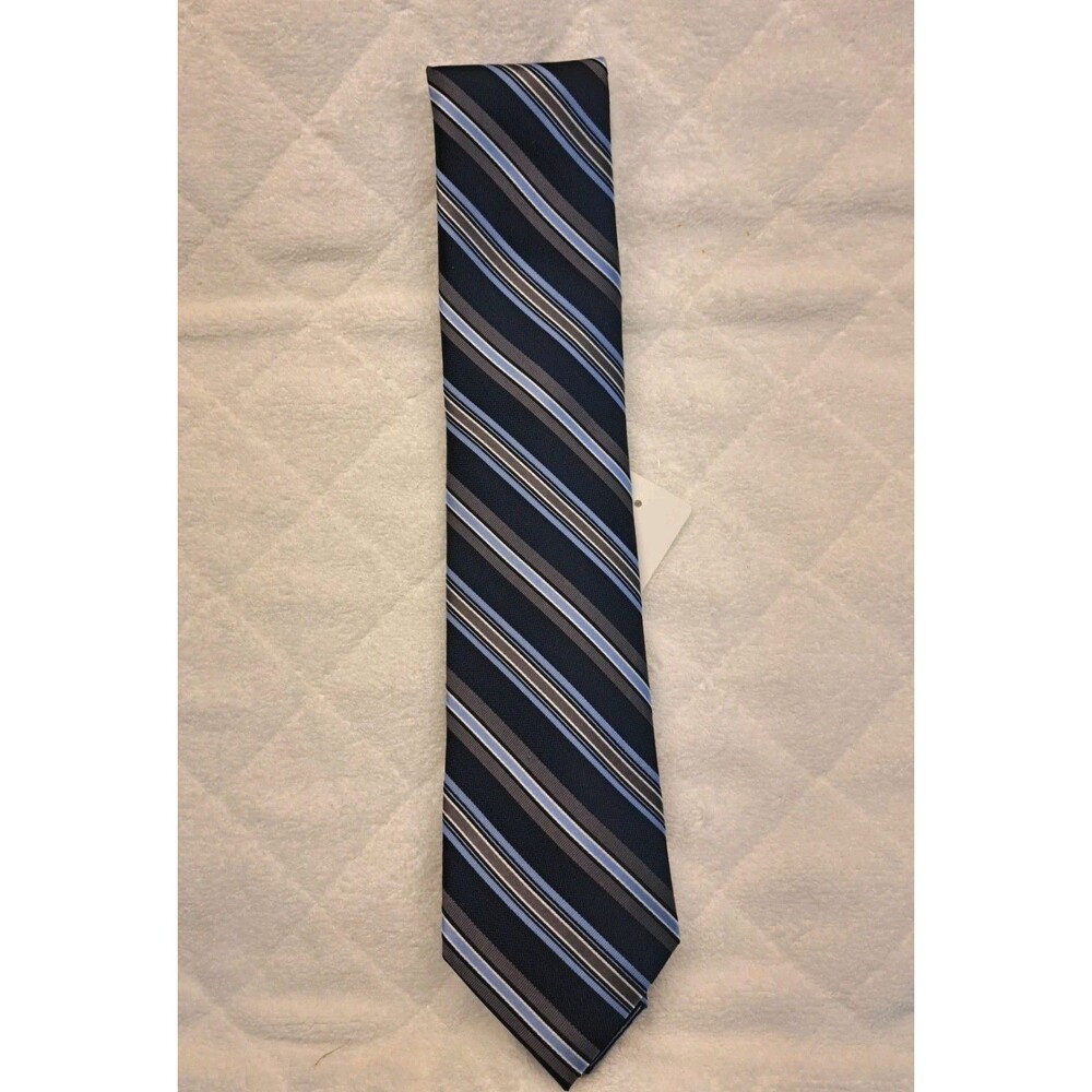 The Men's Store Bloomingdales Gray & Navy & Blue Stripe Tie